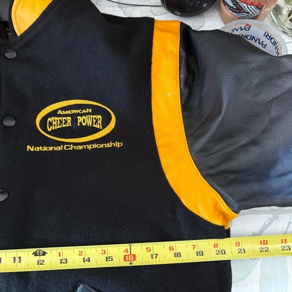 Vintage 90s American Cheerleader National Champion wool leather Jacket Small - Picture 7 of 10